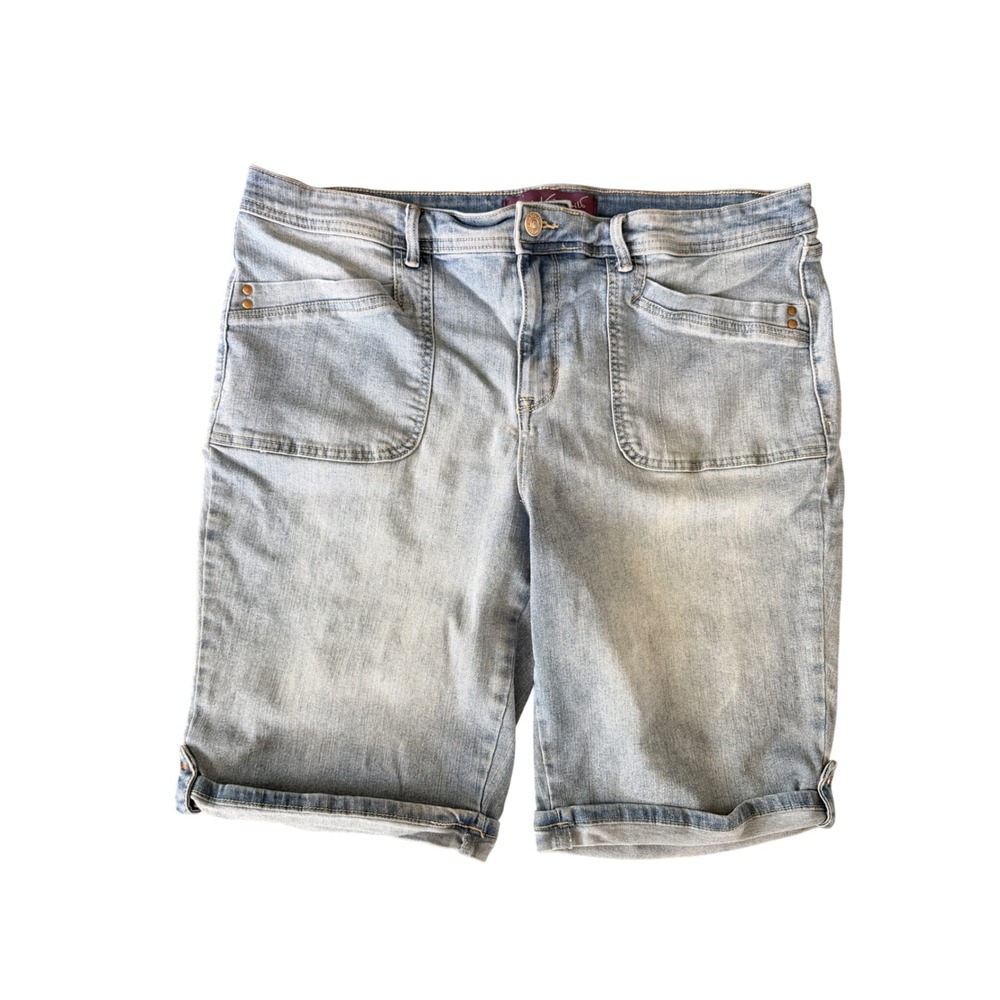 Gloria Vanderbilt women's 16 Blue Denim Stretch Cuffed Bermuda Shorts | SKU 1100